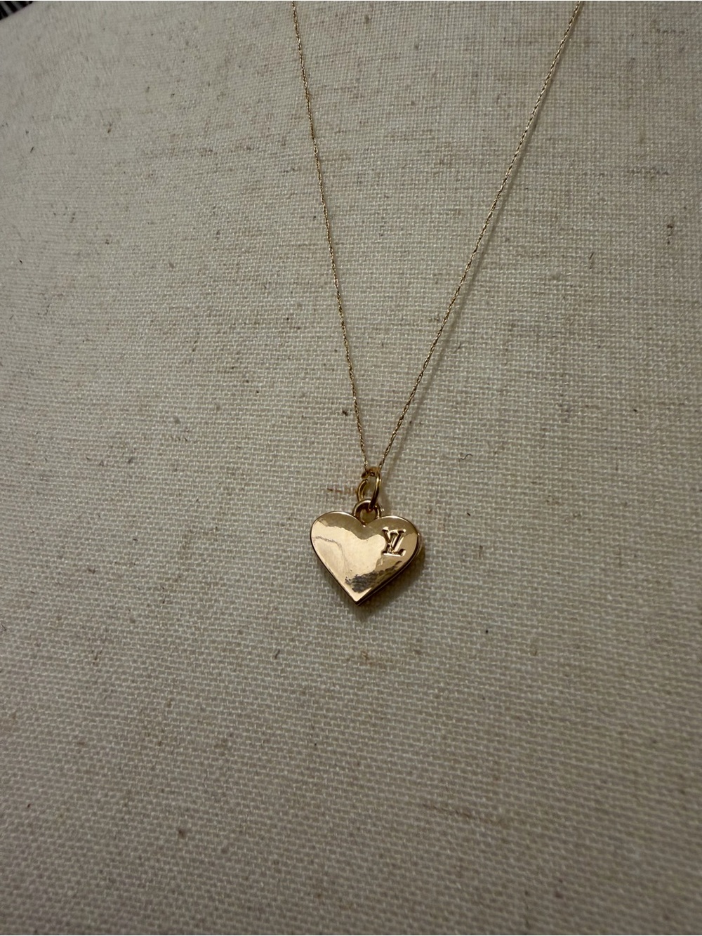 Gold-Plated Designer LV Logo Heart Pendant